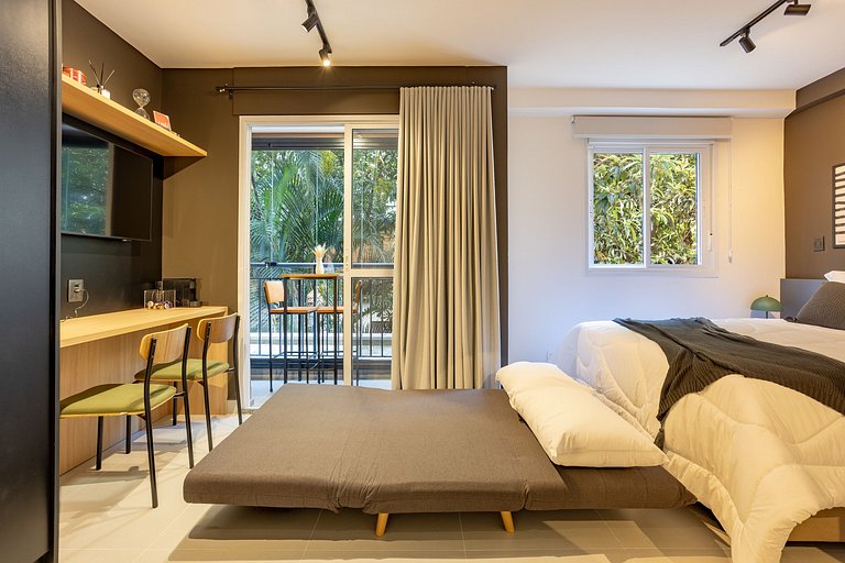 Studio Prisma Pinheiros | Varanda & Portaria 24hrs